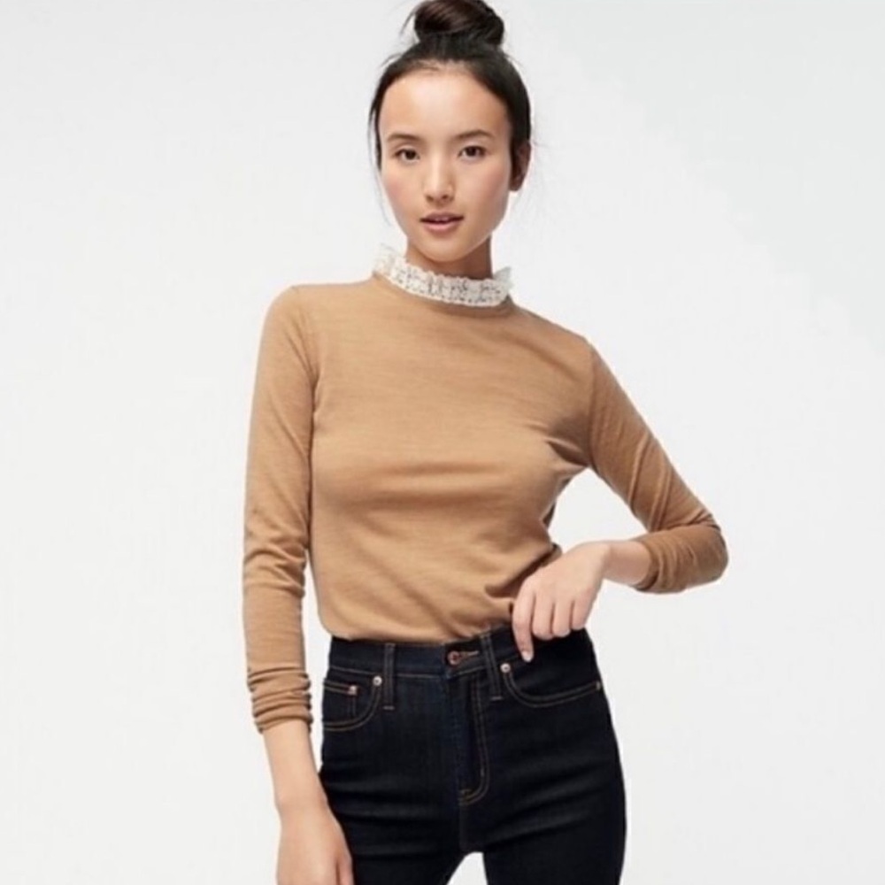 J. Crew Tippi Merino Wool Sweater Lace Collar   **READ DESCRIPTION ***